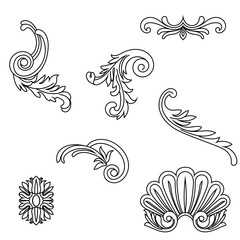 Vintage baroque ornament, corner. Retro pattern antique style acanthus. Decorative design element filigree calligraphy vector. - stock vector