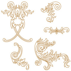 Obraz na płótnie Canvas Golden vintage baroque ornament, corner. Retro pattern antique style acanthus. Decorative design element filigree calligraphy vector. - stock vector