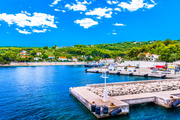 Solta Rogac summer scenery. / Scenic colorful view at picturesque coastal town Rogac on Island Solta, Croatia.