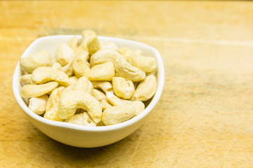 Bowl with cashew nuts.