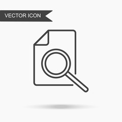 Modern and simple vector illustration of a document icon and magnifier. Flat image with thin lines for application, website, interface, presentation, infographics on white isolated background