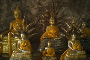 Ancient Golden Seated Buddha ,Buddha Sheltered by Naga Hood