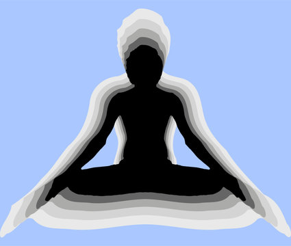 Yoga Meditation Pose black on blue background logo plain clear vector