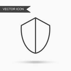 Modern and simple vector illustration shield icon. Flat image with thin lines for application, website, interface, business presentation, infographics on white isolated background