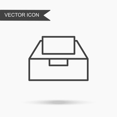 Modern and simple vector illustration icon box with documents. Flat image with thin lines for application, website, interface, business presentation, infographics on white isolated background