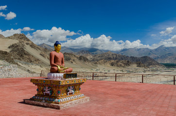 The statue of Buddha in Spituk Monastery