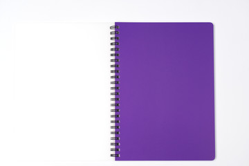 purple Notebook and notepad on White background