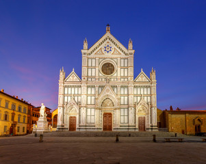 Florence. The basilica of the Holy Cross in the early morning.