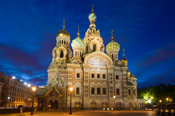 Fototapeta na wymiar Cathedral of the Resurrection of Christ (Saved-on-the-Blood) on a summer night. Saint-Petersburg, Russia