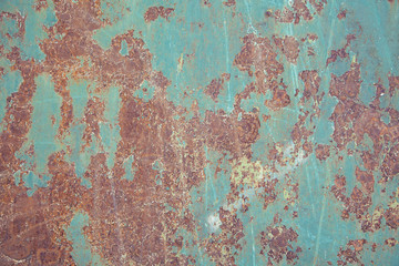 Obraz na płótnie Canvas Green rusty metal sheet