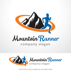 Runner and Mountain Logo Template Design Vector, Emblem, Design Concept, Creative Symbol, Icon