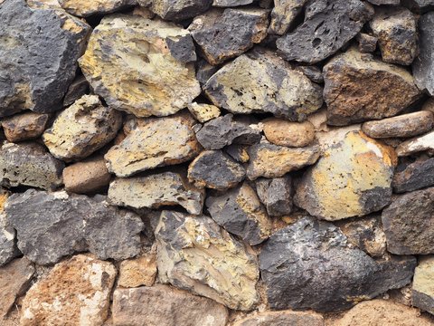 Closeup of a dry stone wall 