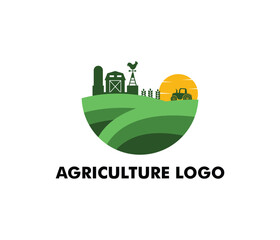 Fototapeta premium vector logo design for agriculture, agronomy, wheat farm, rural country farming field, natural harvest
