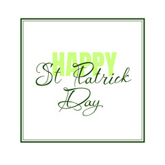 Vector illustration of Happy Saint Patrick's Day logotype. Hand drawn typography badge with shamrock.
