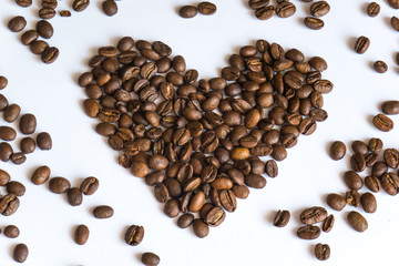 Heart made from coffee beans