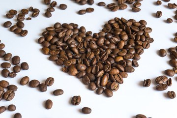 Heart made from coffee beans