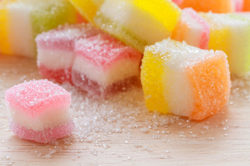 Jelly squares multicolored.