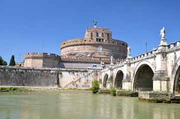 Castel and Ponte Sant'Angelo in Rome, Italy.
