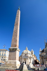 Fototapeta na wymiar Piazza del popolo in Rome with its ancient egyptian obelisk 