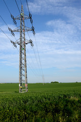 Power line columns in the countryside