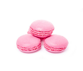 Fototapeta na wymiar Pink strawberry traditional french dessert macarons