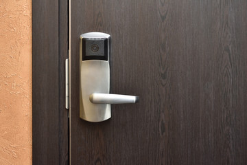 Card lock in the door is installed in the hotel. Card Key