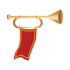 Medieval trumpet with flags symbol vector illustration graphic design