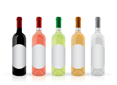 wine bottles with a round label