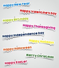 Important Events In A Year Stickers With Needles vector illustration