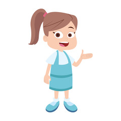 Beautiful school girl cartoon vector illustration graphic design