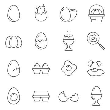 Set of Eggs line vector icons. Outline style