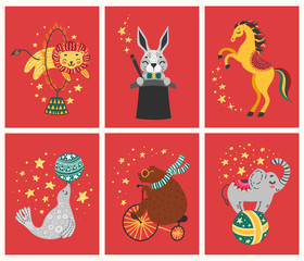 Vector illustration of circus animal. Cute cartoon characters