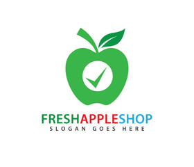 fresh green certified apple fruit vector logo design