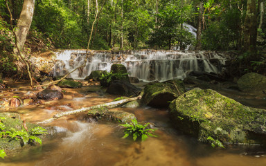 Mae Kampong Waterfall in Green Forest.