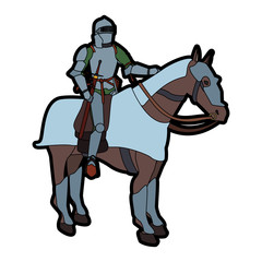 Medieval warrior on horse vector illustration graphic design