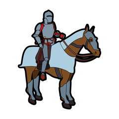 Obraz premium Medieval warrior on horse vector illustration graphic design