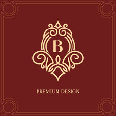 Monogram design elements, graceful template. Calligraphic elegant line art logo design. Capital Letter emblem sign B for Royalty, business card, Boutique, Hotel, Heraldic, Jewelry. Vector illustration