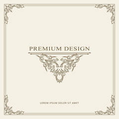 Vintage Ornament Greeting Card Vector Template. Retro Luxury Invitation, Royal Certificate. Flourishes frame. Vector Background