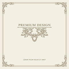 Vintage Ornament Greeting Card Vector Template. Retro Luxury Invitation, Royal Certificate. Flourishes frame. Vector Background