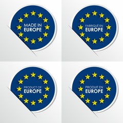 Creative Abstract Made In Europe Badges vector illustration