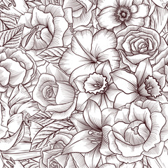 vintage vector floral seamless pattern