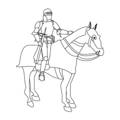 Fototapeta na wymiar Medieval warrior on horse vector illustration graphic design