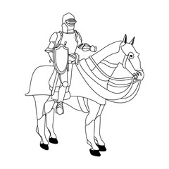 Medieval warrior on horse vector illustration graphic design