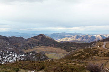 Fototapeta na wymiar View of mountains landscape. National Park of Picos de Europa, Asturias, Spain