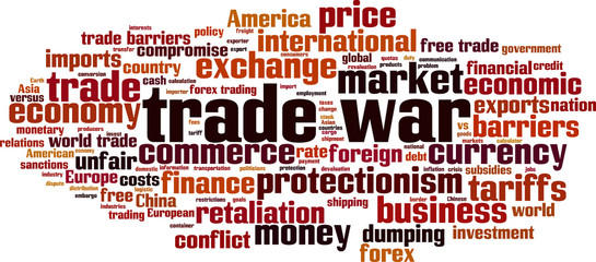 Obraz premium Trade war word cloud
