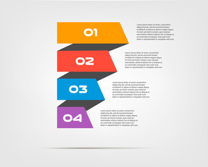 Ribbon infographic concept. Vector template with 5 options, parts, stages, buttons. Can be used for web, diagram, graph, presentation, chart, report, step by step infographics. Abstract background.