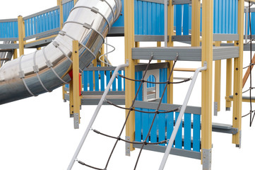 metallic shinyslider tunnel in playground on white