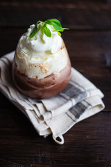 Chocolate dessert with mint