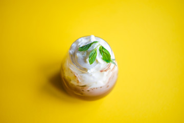 Chocolate dessert with mint