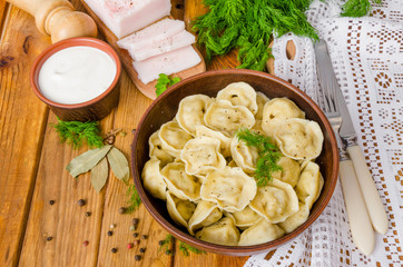 Homemade Meat Dumplings - russian pelmeni.